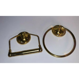 2 Vintage Modern Brass Wall Mount Toilet Tissue Paper Holder & Towel Holder